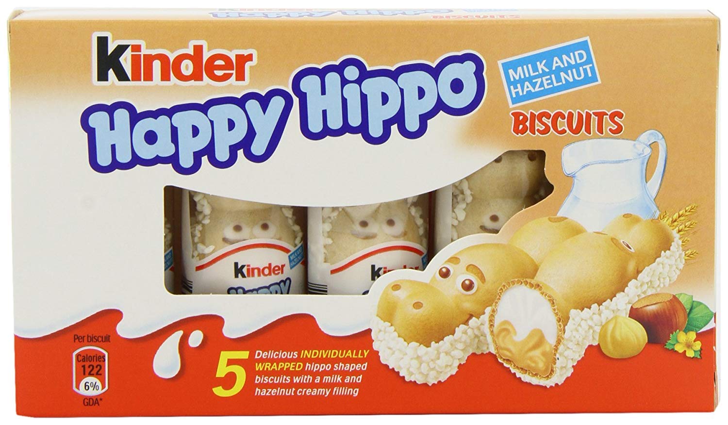 Kinder "Happy Hippo" Biscuits w/hazelnut 103.5g