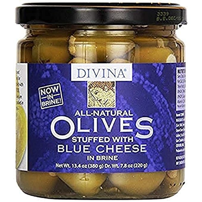 Divina Olives Stuffed With Blue Cheese in Brine Jars 7.8oz 6ct