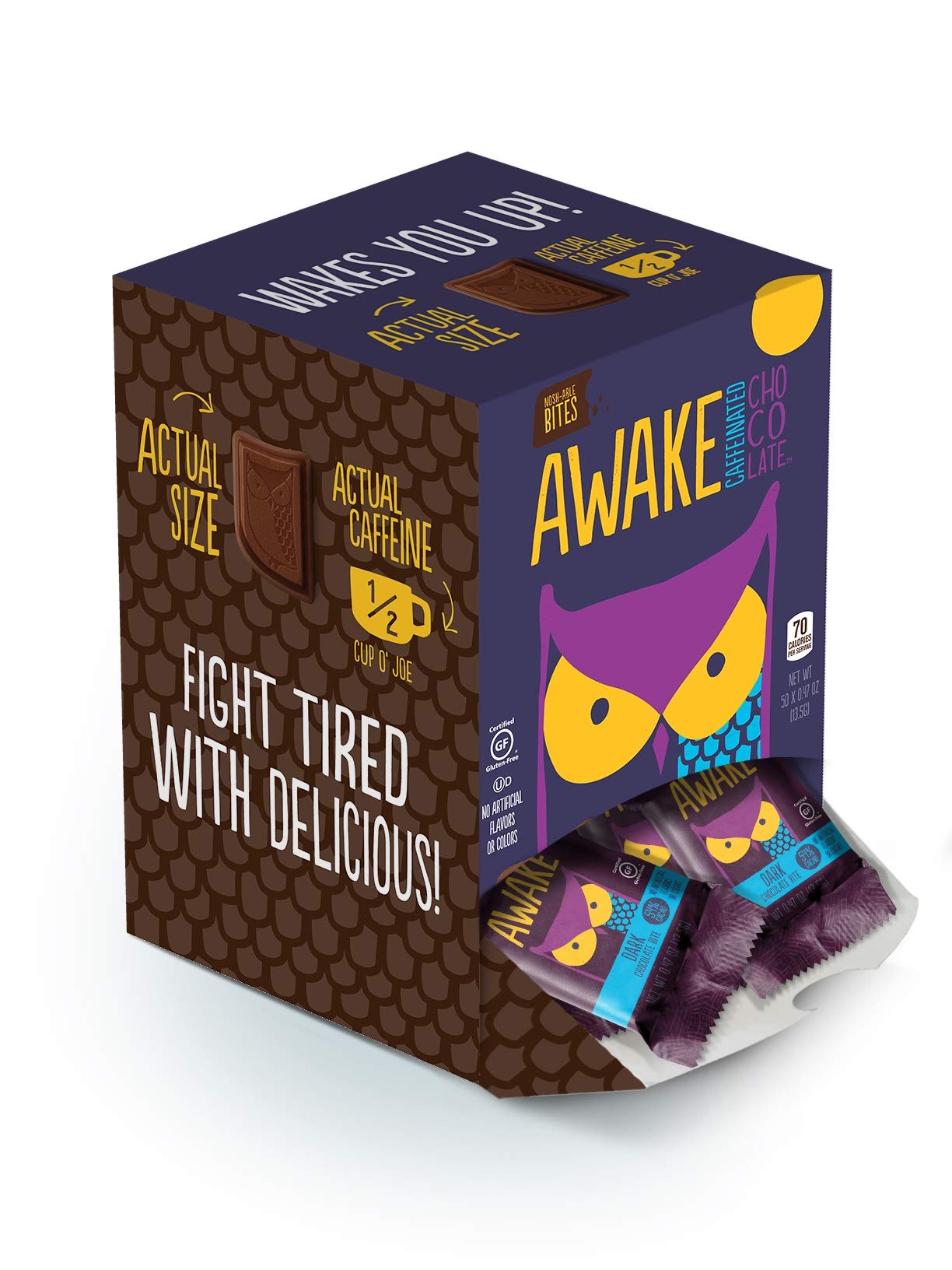 Awake Singles Caffeinated Dark Chocolate Bites 0.48 Oz bar