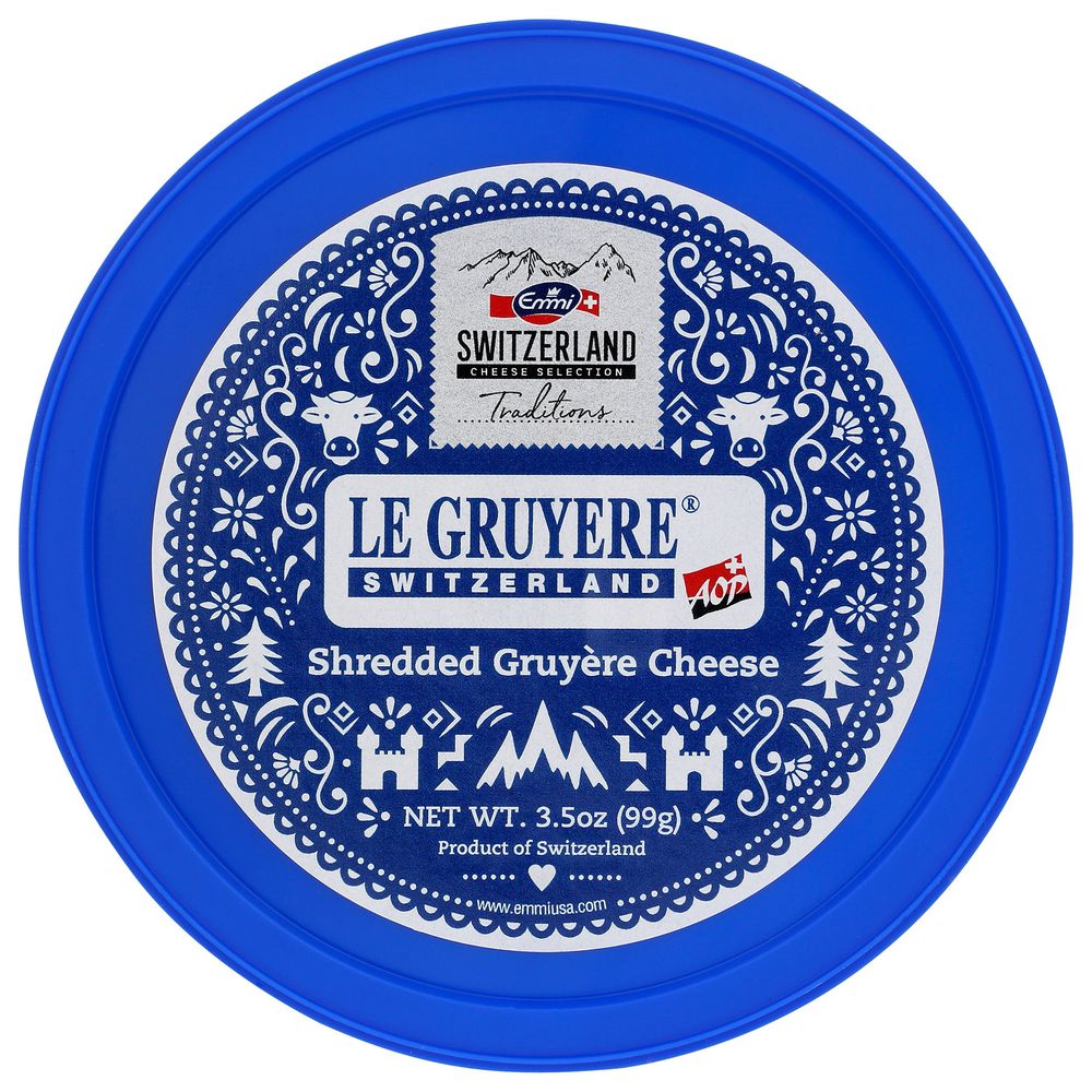 Wholesale Emmi Le Gruyere Shred Cups (R ) Cheese 3.5 OZ-12 Ct Case Bulk