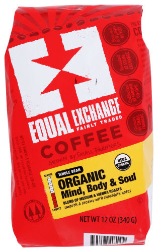 Equal Exchange Organic Mind & Soul Whole Bean Coffee 12oz 6ct