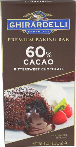 Ghirardelli 60 Percent Cacao Bittersweet Chocolate Premium Baking Bar 4 oz Box