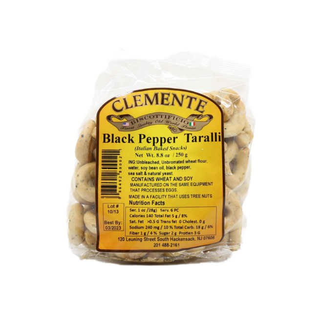 Wholesale Clemente Black Pepper Taralli 10 OZ-12ct Case Bulk