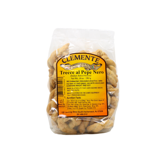 Wholesale Clemente Trecce with Black Pepper Breadsticks 10 OZ-12ct Case Bulk