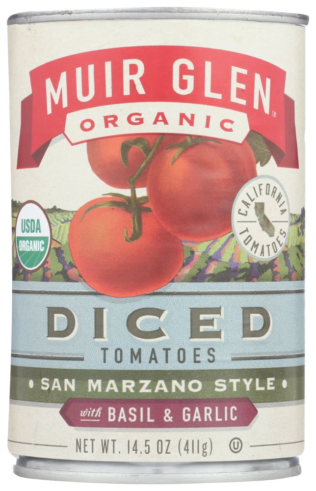 Muir Glen Organic Diced Tomatoes Basil & Garlic 14.5 Oz