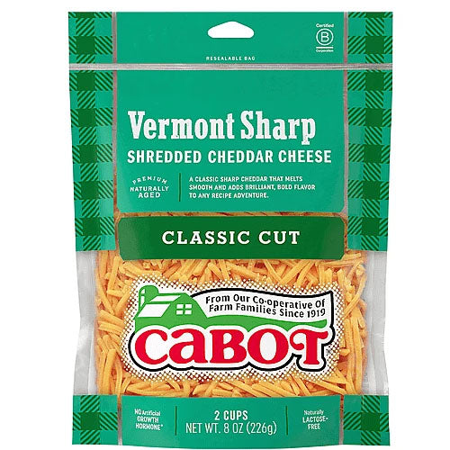 Cabot Vermont Sharp Yellow Cheddar Cheese 8oz 12ct