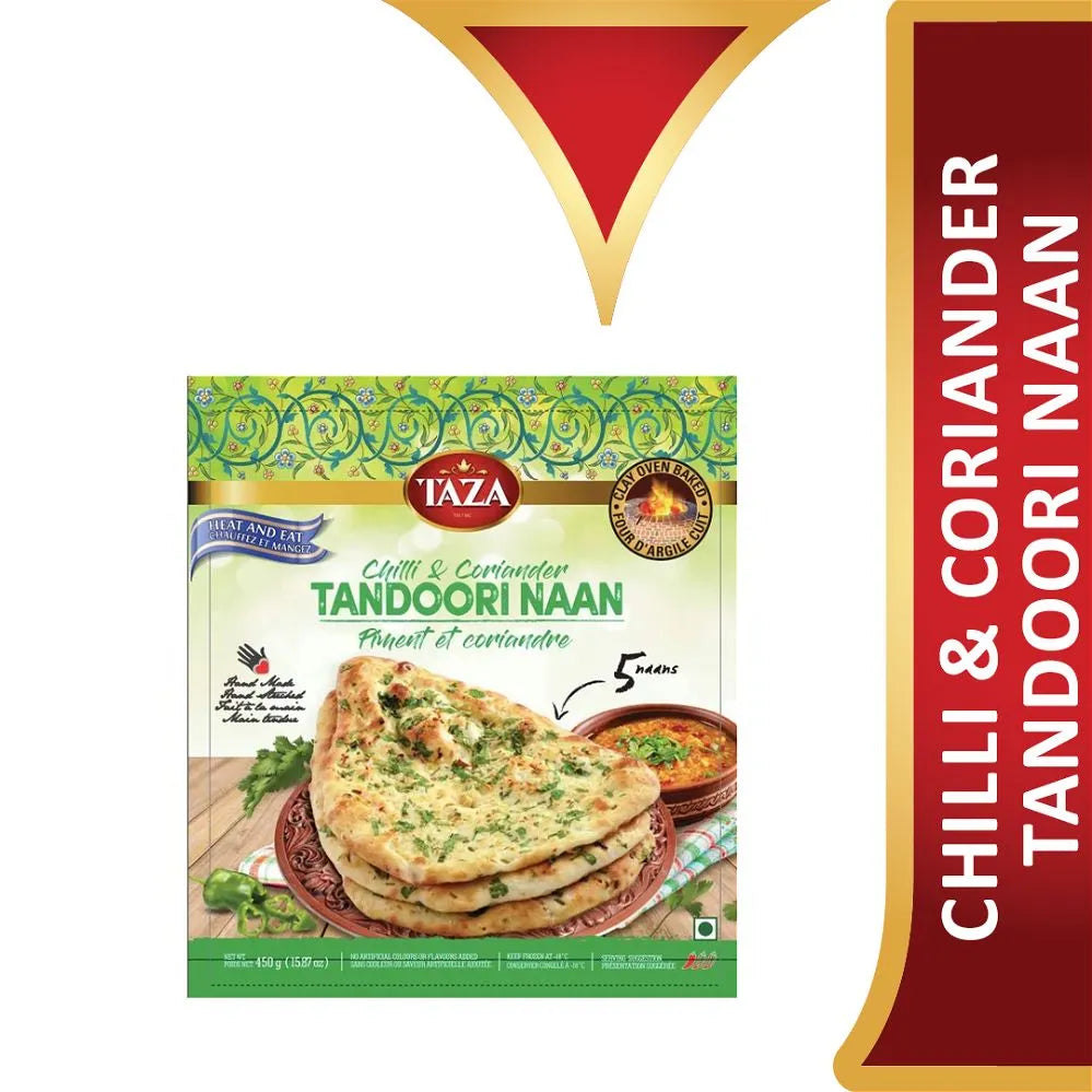 Wholesale Taza Foods Tandoori Naan Chilli & Coriander 5pc- Bulk