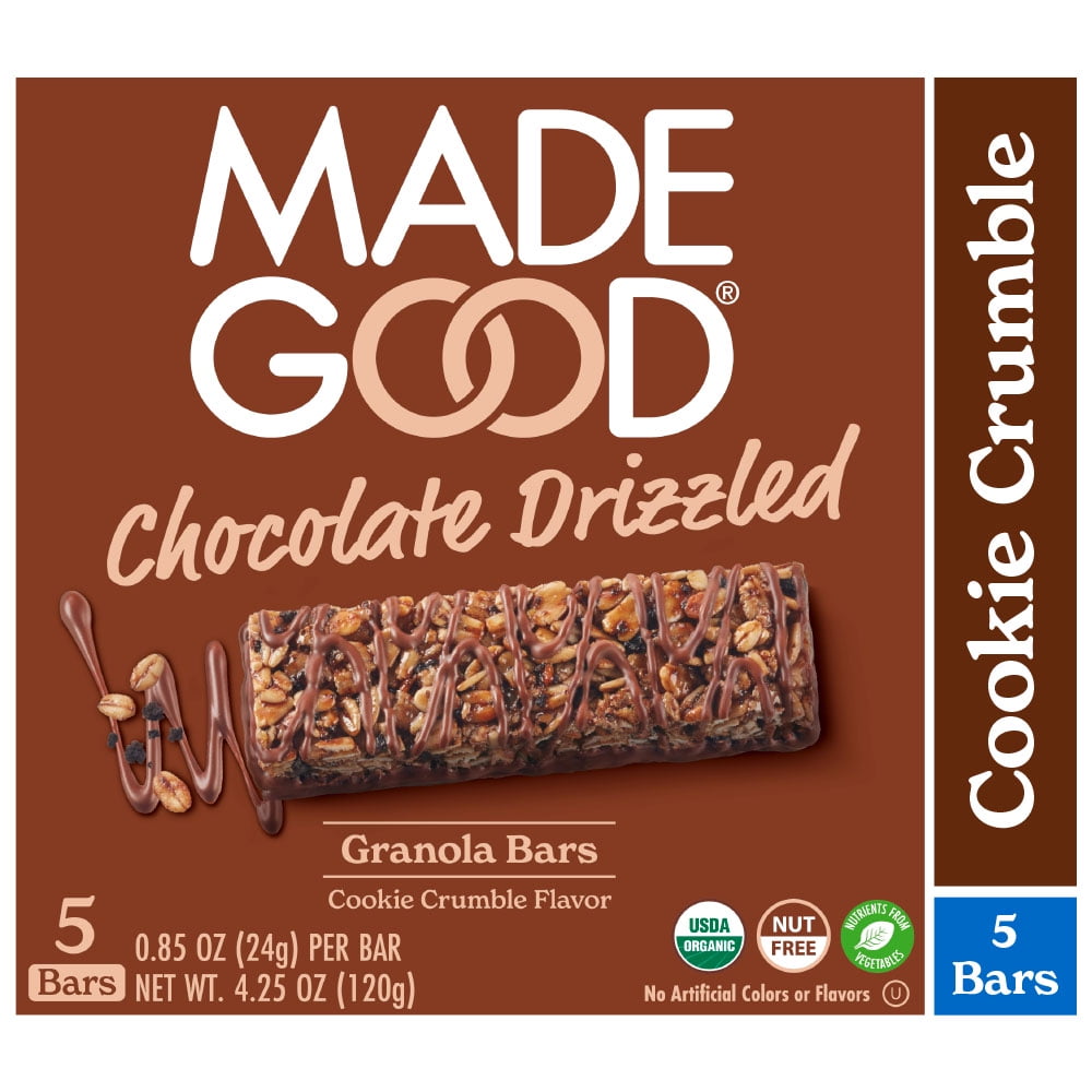 MadeGood Chocolate Drizzled Cookie Crumble Granola Bars 4.25 Oz Box