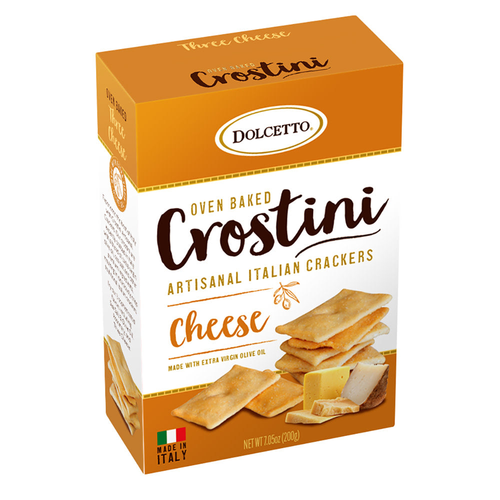 Wholesale Dolcetto Three Cheese Crostini Artisanal Crackers 7.05 Oz Box- Bulk