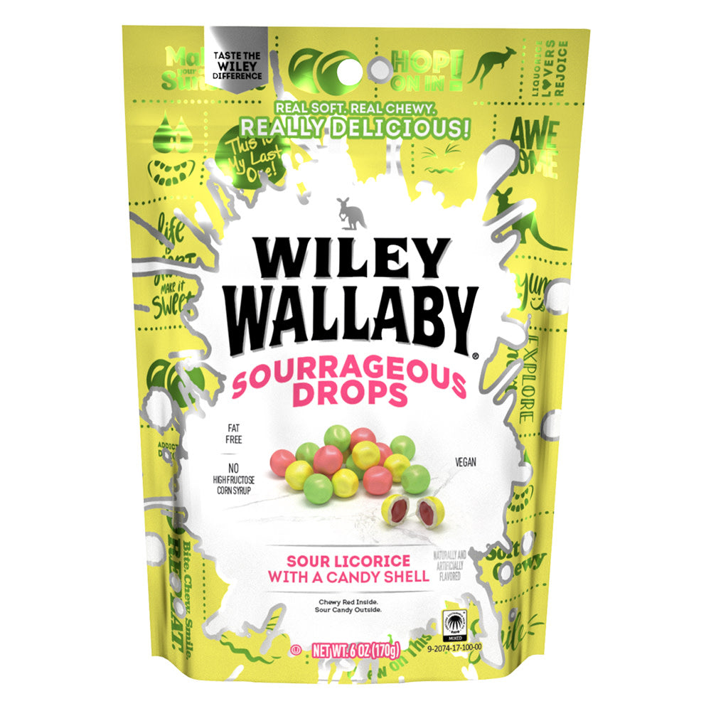 Wholesale Wiley Wallaby Sourrageous Drops 6 Oz Pouch *Sf Dc Only*- Bulk