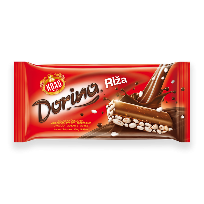 Wholesale Kras Dorina Puffed Rice Chocolate 130g-10 Ct Case Bulk