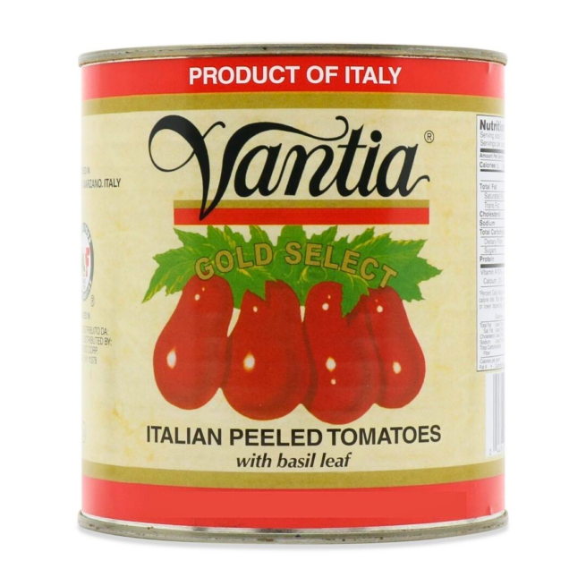 Wholesale Vantia Italian Peeled Tomatoes with Basil Leaf – Gold Selection Sauce 28 OZ-12ct Case Bulk