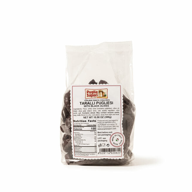 Wholesale Puglia Taralli with Black Olive 10 OZ-16ct Case Bulk