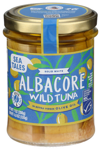 Wholesale Sea Tales Albacore Wild Tuna in Extra Virgin Olive Oil 7oz Jar-36ct Case Bulk