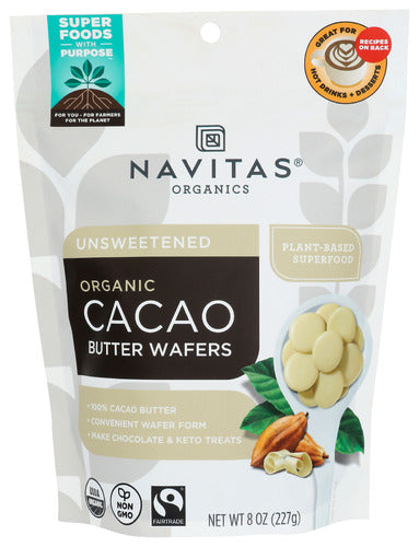 Wholesale Navitas Cacao Butter Wafers 8 oz Bag-6 ct Case Bulk