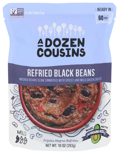 A Dozen Cousins Black Beans Refried 10oz 6ct