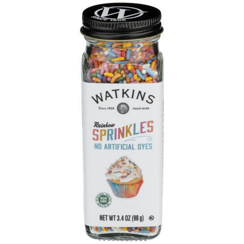 Wholesale Watkins Rainbow Sprinkles No Artificial Dyes 3.4 Glass Jar- Bulk
