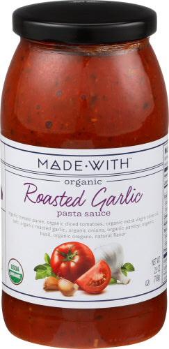 Made With Pasta Roasted Garlic Organic Sauce 25oz 12ct