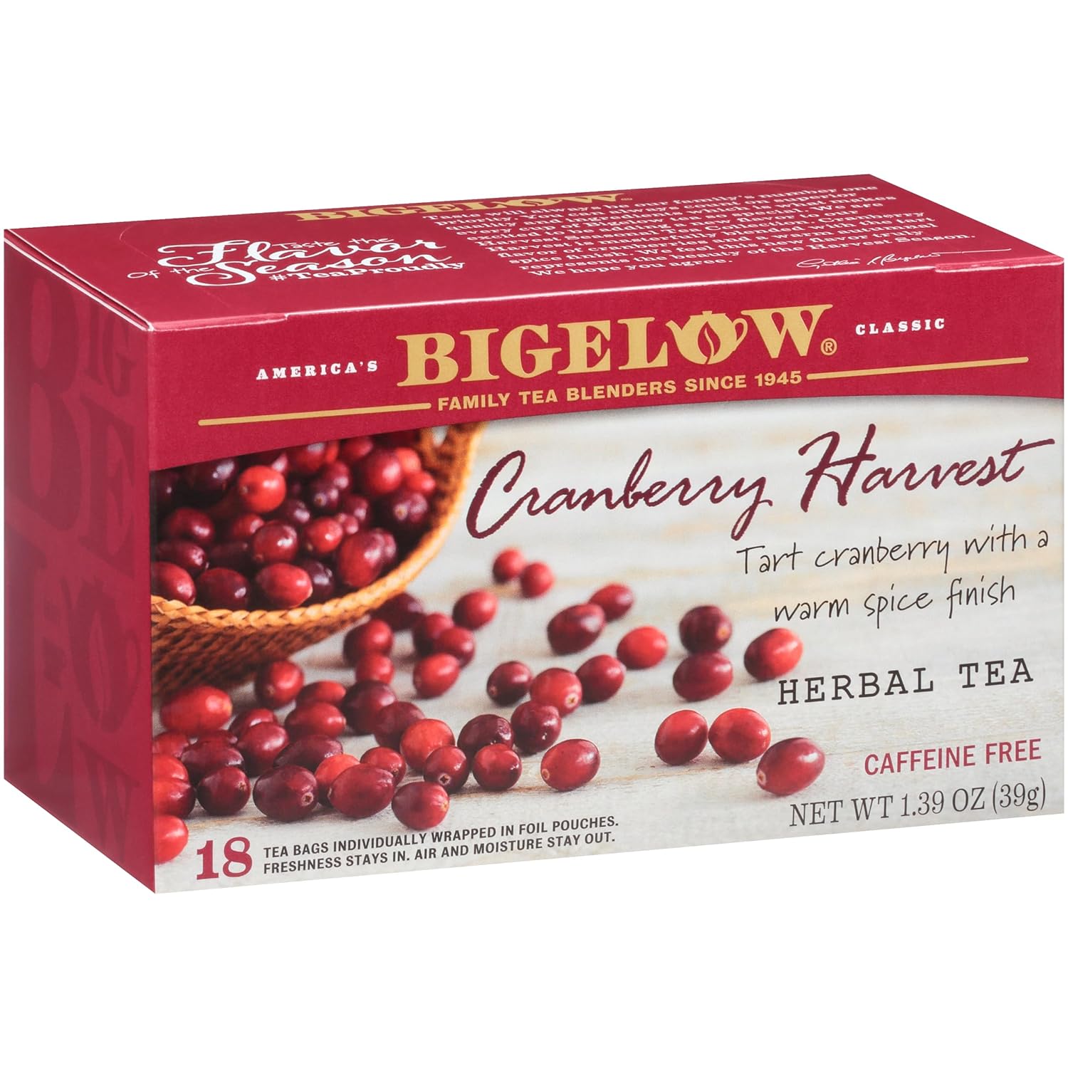 Bigelow Cranberry Harvest Herbal Tea 1.39oz Box