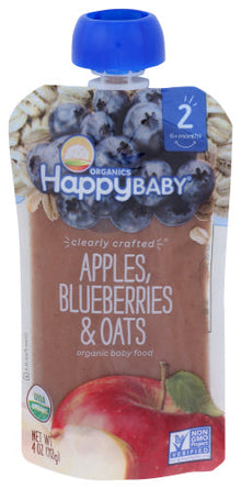 Wholesale HappyBaby Food Apples Blueberries & Oats 4oz- Bulk