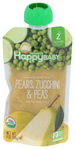Happy Baby Organic Baby Food 6+ Months Pears Zucchini & Peas 4 oz