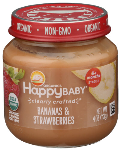 Happy Baby Banana & Strawberry Baby Food 4 oz Jar