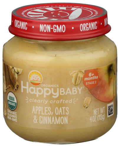HappyBaby Organics Clearly Crafted Apples Oats And Cinnamon Jar 4oz