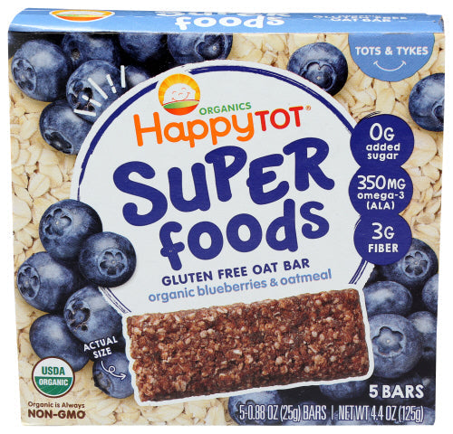 Wholesale HappyTot Superfoods Oat Bars Blueberries Oatmeal Organic 4.4oz- Bulk