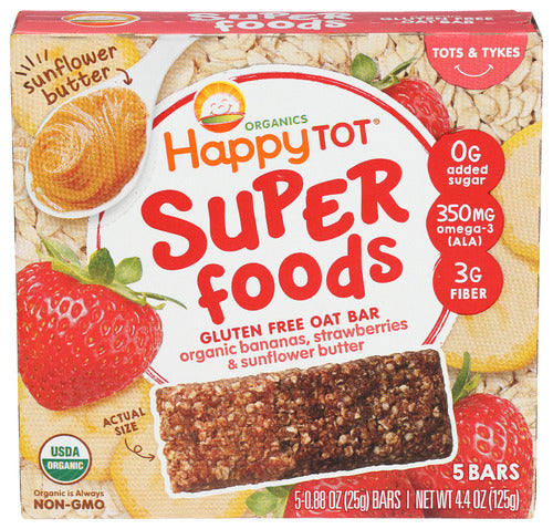 Wholesale HappyTot Organics Oat Bar Bananas Strawberries And Sunflower Butte 4.4 oz- Bulk