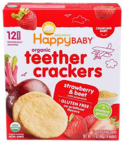 HappyBaby Organics Teeth Crackers, Strawberry and Beet 1.7oz