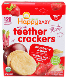 Wholesale HappyBaby Organics Teeth Crackers, Strawberry and Beet 1.7oz- Bulk