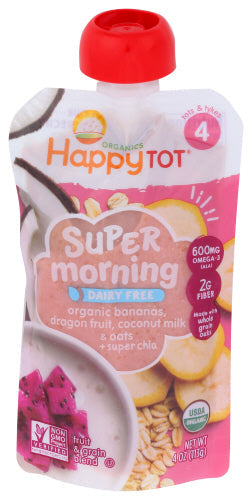 Wholesale HappyTot Super Morning Bananas Dragonfruit Coconut Milk & Oats with Super Chia 4.0oz- Bulk