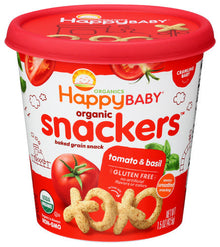 Wholesale HappyBaby Snackers Gluten Free Baked Grain Snack Tomato And Basil Cup 1.5 Oz- Bulk
