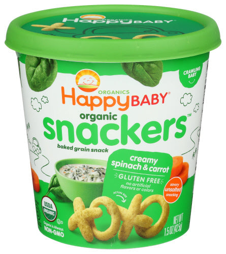 HappyBaby Organic Snackers Creamy Spinach & Carrot 1.5oz
