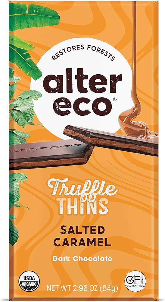Alter Eco Salted Caramel Truffle Thins Chocolate 2.96 Oz Bar