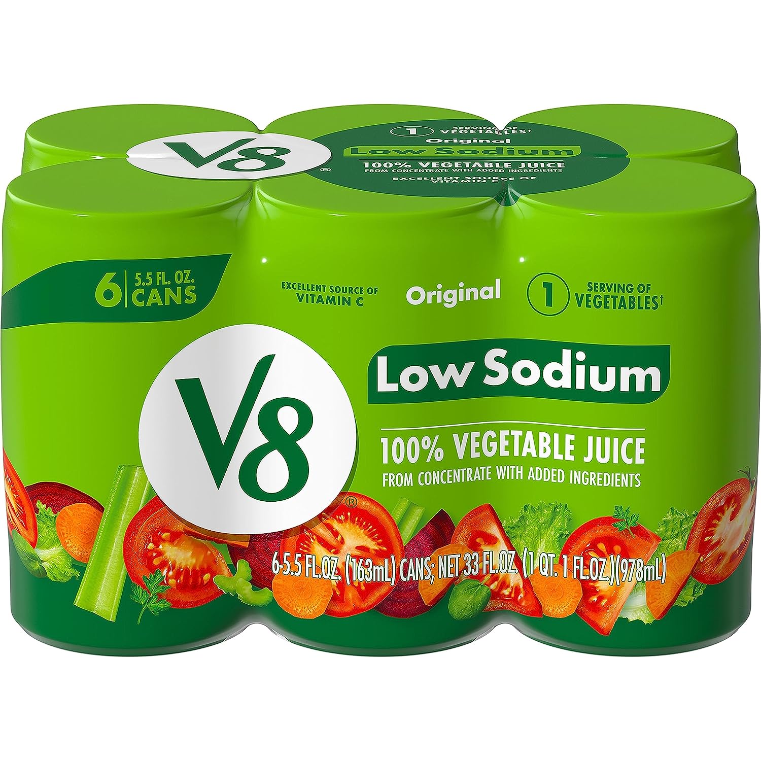 V8 Low Sodium Original 100% Vegetable Juice 5.5 Fl Oz Can