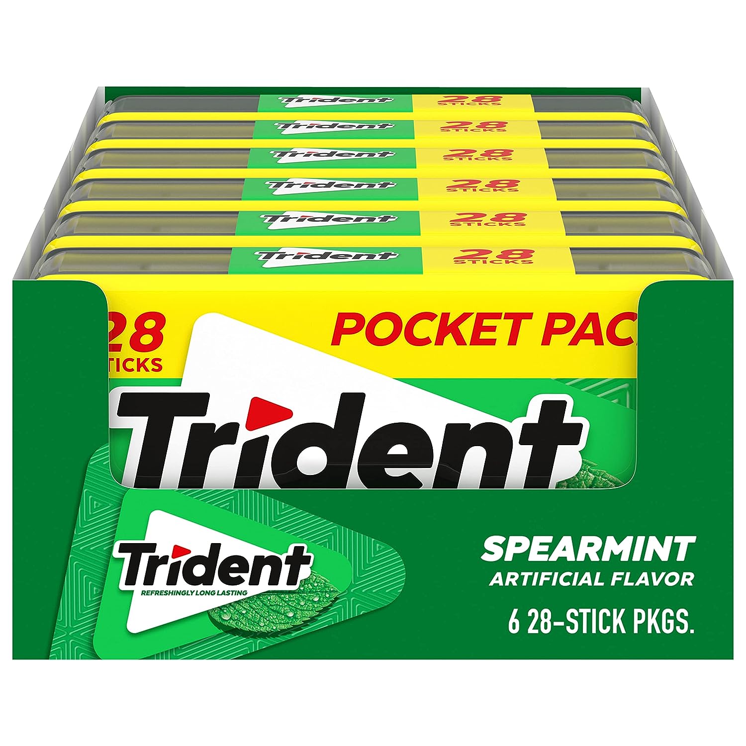 Trident Spearmint Gum Pocket Pack 28 Sticks