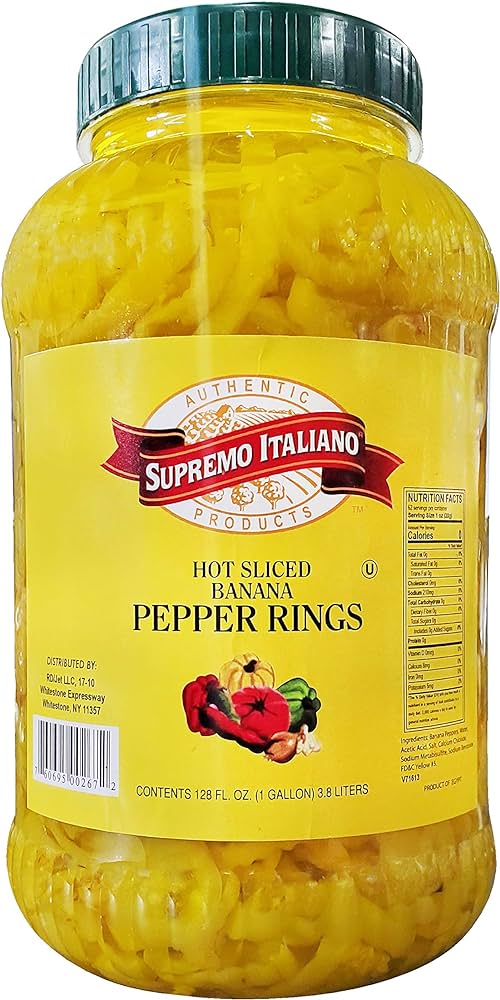 Supremo Italiano Hot Sliced Banana Pepper Rings 60.48oz Jar