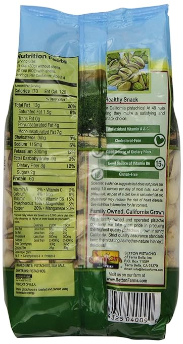 Setton Farms Pistachios Dry Roasted With Sea Salt 8 Oz Bag