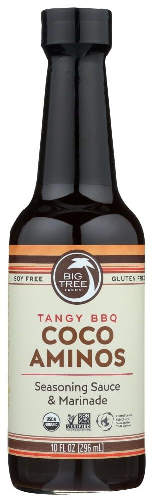 Big Tree Farms Organic Coco Aminos Seasoning Sauce & Marinade Tangy BBQ 10 oz Bottle