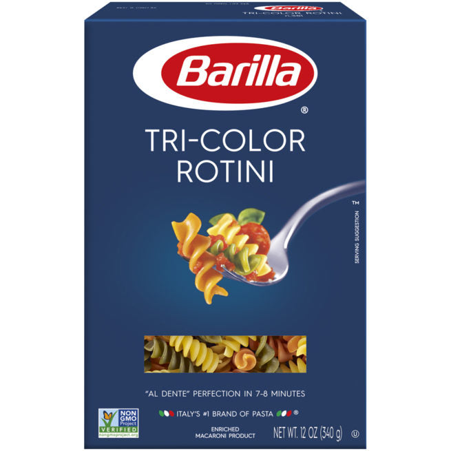 Wholesale Tricolor Rotini Pasta Barilla 12 OZ-16 Ct Case Bulk