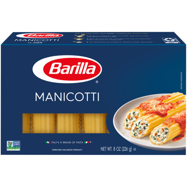 Wholesale Manicotti Pasta Barilla 8 OZ-12 Ct Case Bulk