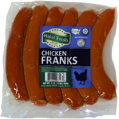 Halal Fresh Chicken Frankfurters 1Lb (454G) Packs