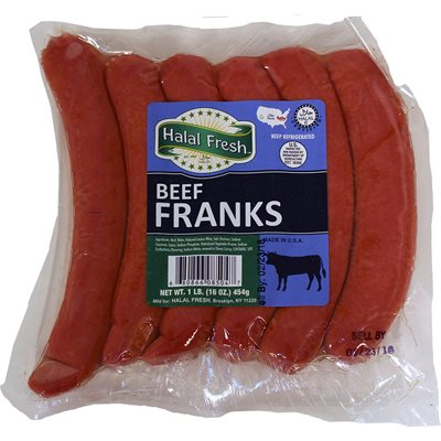 Halal Fresh Beef Frankfurters 1Lb (454G) Packs