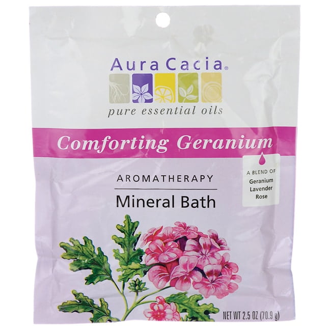 Aura Cacia Mineral Bath Comfort Geranium 2.5 oz Bag