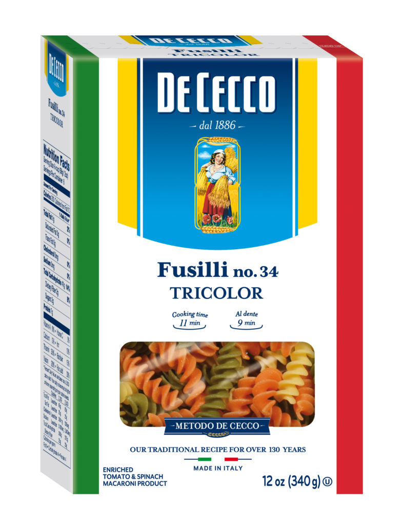 De Cecco Tricolor Fussili Pasta 12 OZ