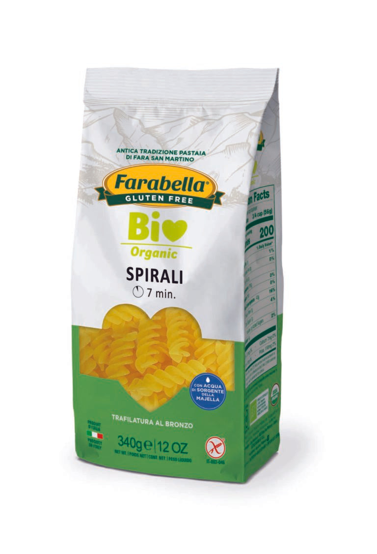 Wholesale Farabella Organic Gluten Free Spirali Pasta 340 GR-12ct Case Bulk