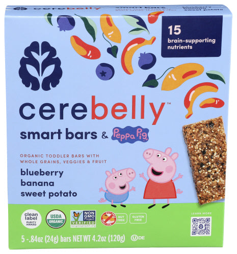 Wholesale Cerebelly Smart Bar, Organic Blueberry, Banana & Sweet Potato 4.2oz- Bulk