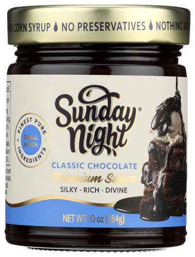 Wholesale Sunday Night Signature Classic Chocolate Ganache Dessert Sauce 10 oz Jar- Bulk