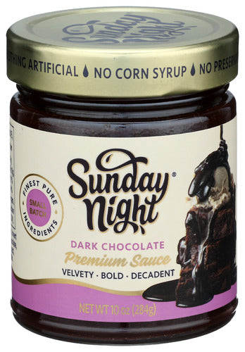 Wholesale Sunday Night Signature Dark Chocolate Ganache Dessert Sauce 10 oz Jar- Bulk